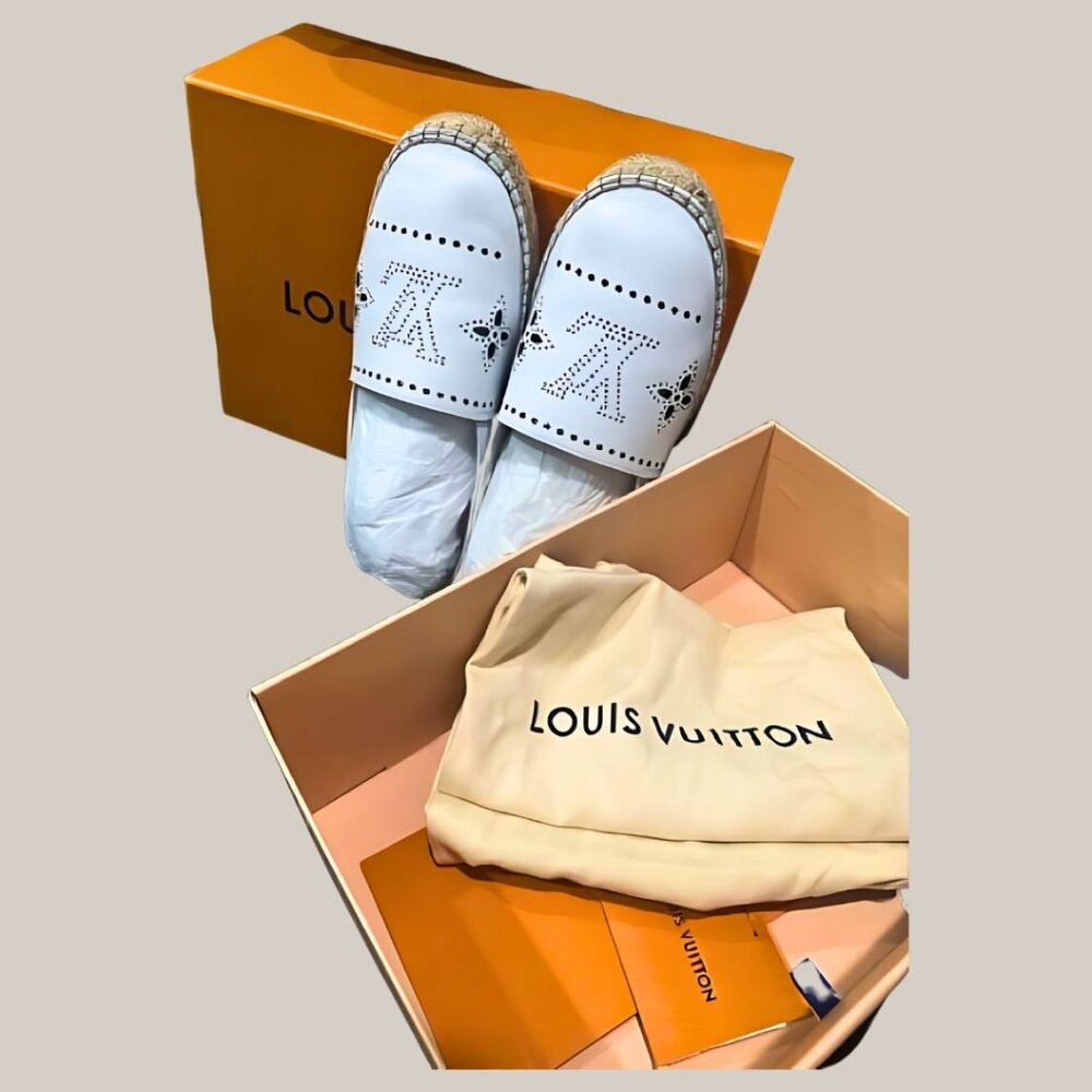 LOUIS VUITTON LV Monogram Leather Espadrilles
